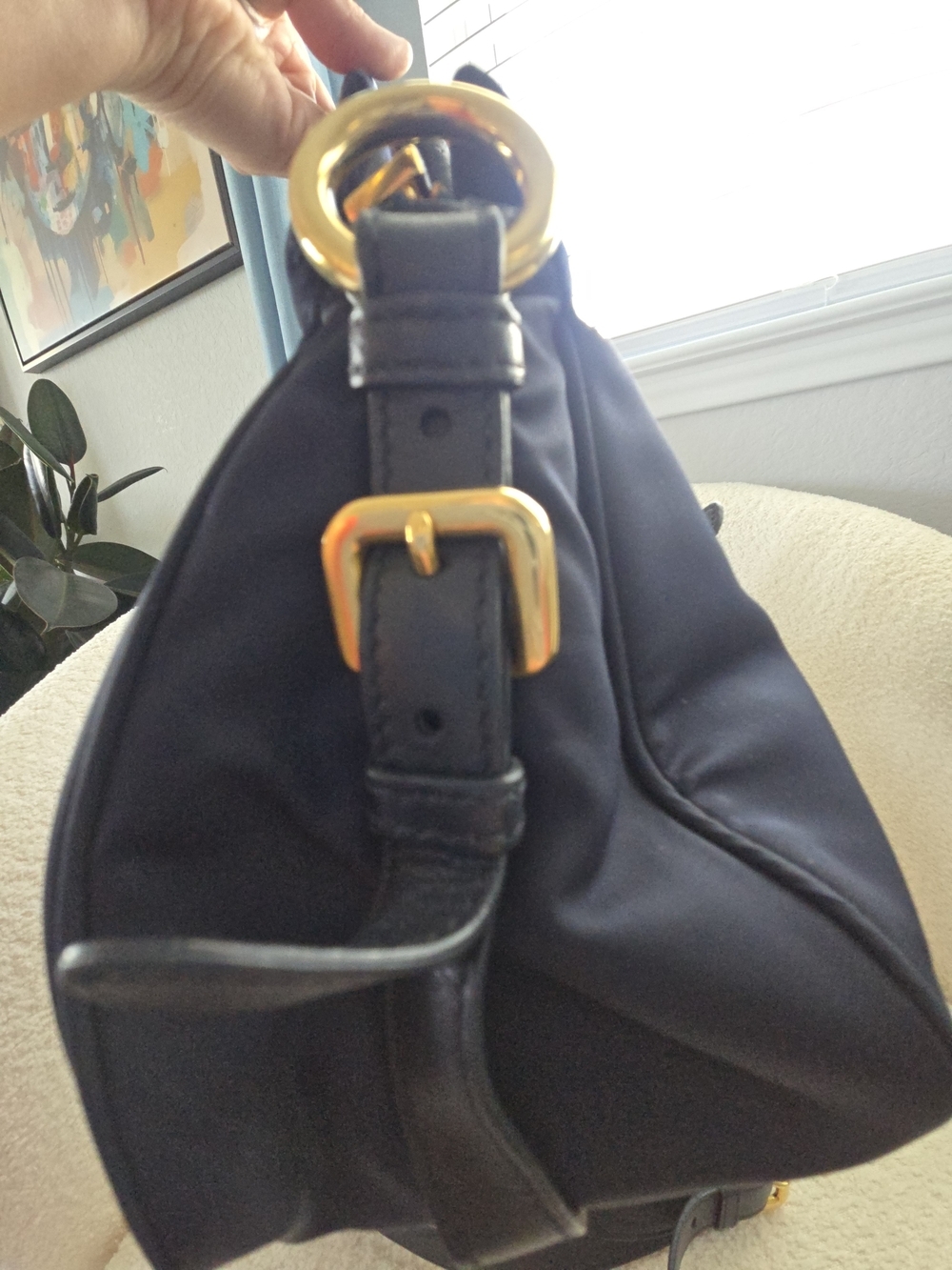 Prada Blue Tessuto Nylon & Soft Calfskin Leather Top Handle Bag - Picture 12 of 17